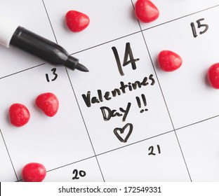 Valentines day written whiteboard calendar