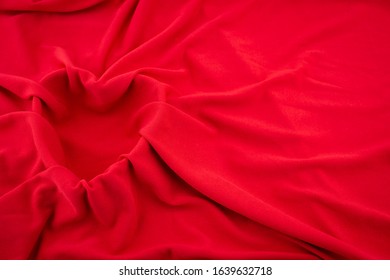 Valentines Red Heart Background With Luxurious Soft Draped Fabric Over A Heart Shaped Frame For A Loved One Or Sweetheart