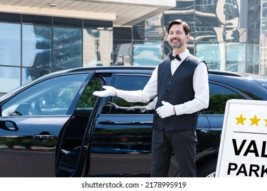 Valet Parking Hotel Service. Man Driver Standing