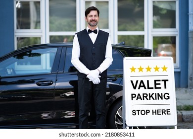 Valet Parking Hotel Service. Man Driver Standing