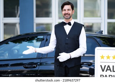 Valet Parking Hotel Service. Man Driver Standing