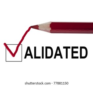 Validated message and red pencil