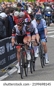 Valkenburg, The Netherlands - 04102022: Former European Champion Matteo Trentin (UAE Team Emirates) In The Amstel Gold Race