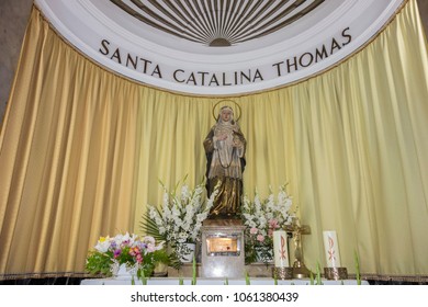 VALLDEMOSSA,SPAIN-MARCH 6,2018: Interior chapel of Saint Catalina Thomas in village of Valldemossa,Majorca island,Spain.