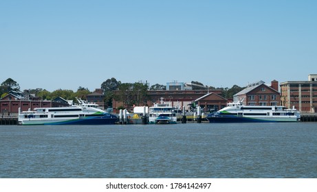 Vallejo, CA/ USA- July 26, 2020: Ferry Boats Docked