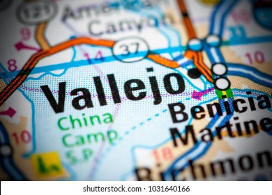 Vallejo. California. USA On A Map.