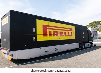 Vallelunga, Italy, 19 September 2020. Aci Racing Weekend. Pirelli Tire Truck In Motorsport Circuit Paddock