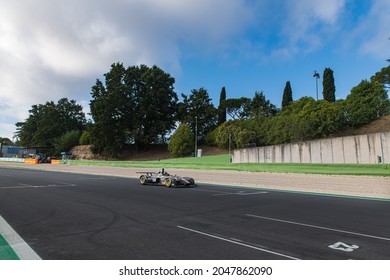 Vallelunga, Italy September 19th 2021 Aci Racing Weekend. Race Car Action Speed Scenic Curve In Asphalt Circuit