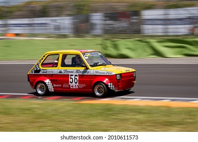 Vallelunga June 13 2021, Fx series racing. Fiat 126 old classic italian mini car racing action on track, blurred background