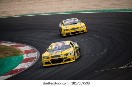 Vallelunga, Rome, Italy, 11 September 2020. American Festival Of Rome. Euro Nascar Racing Two Euronascar FJ2020 Cars In Action At Turn