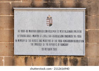 Valletta, Malta - 01 06 2022: Sign For The Memorial Of The Hungarian Revolution