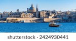 Valletta Malta city Skyline, colorful house balcony Malta Valletta city