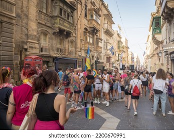 Valletta, Malta - September 10th 2022: People Celebrating Malta Pride Week 2022