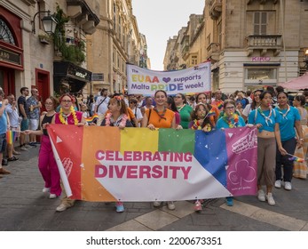 Valletta, Malta - September 10th 2022: People Celebrating Malta Pride Week 2022