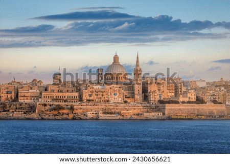 Valletta skyline with the St. Pauls Cathedral, Malta