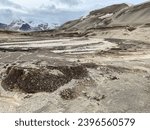 Valley of 10,000 Smokes in Katmai National Park, Alaska. Welded tuff, fumarole welded ash from vented Novarupta volcano. Non-welded ash has been washed away by river.