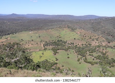 Valley Cradled Between Mountains Of The Great Dividing Range, Queensland Australia