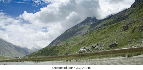 Valley Near Himalayan Mountain Range 