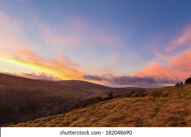 Valleys At Sunset In Wicklow Mountains