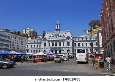 Valparaiso, Chile - 30 Dec 2019: Building Of The Naval Command, Armade De Chile, In Valparaiso, Pacific Coast, Chile