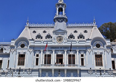 Valparaiso, Chile - 30 Dec 2019: Building Of The Naval Command, Armade De Chile, In Valparaiso, Pacific Coast, Chile