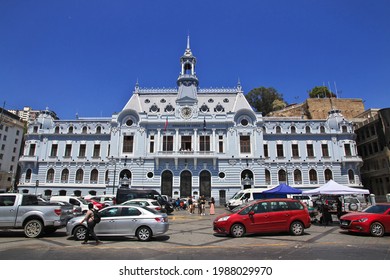 Valparaiso, Chile - 30 Dec 2019: Building Of The Naval Command, Armade De Chile, In Valparaiso, Pacific Coast, Chile