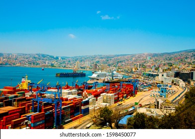 VALPARAISO, CHILE - January 25, 2015: Loading docks & Valparaiso port