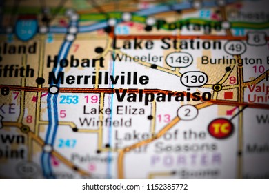 Valparaiso. Indiana. USA On A Map