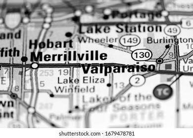 Valparaiso. Indiana. USA On A Map