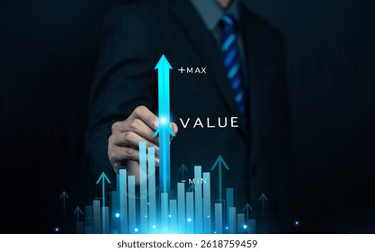 Value added concept Develop products to be effective for the success of the company Increase your sales and marketing advantage to attract customers' attention. and drive sales with the future in mind