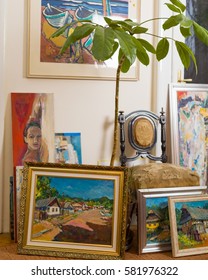 Value of artistic work collection of different subjects canvas framed painting.