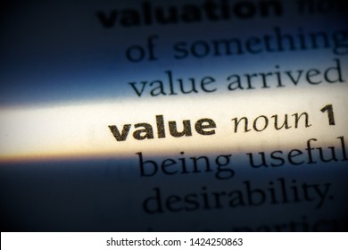 Value Word In A Dictionary. Value Concept, Definition.