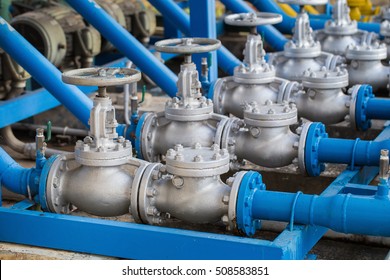 Valves at gas plant, Pressure safety valve selective focus