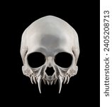 Vampire skull with long fangs isolated on black background