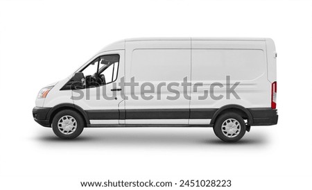 Van with empty side, space for design, transport car mock up. Delivery van isolated on white background