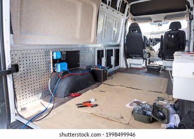 Van Getting Converted Into A Caravan - Early Stage With Electronics