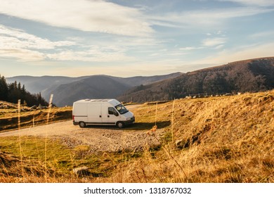 van in the mountains