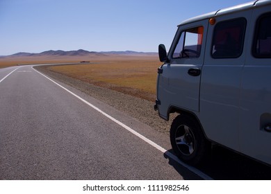Van at Road at mongolia 