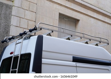 Van Roof Rack On Top Of A Work Small Commercial Vehicle Truck