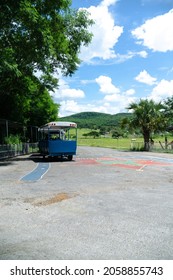 van tour for tranportation with mountain and clear sky view,holiday and vacation concept,van in farm