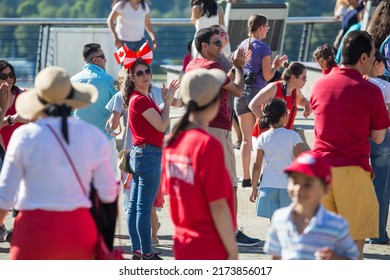 Vancouver, BC, Canada, 7 01 2022, The  Crowd During The Canada Day Celebrations In Downtown