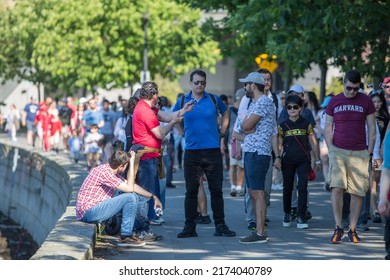 Vancouver, BC, Canada, 7 01 2022,  The Crowd In The Street During The Canada Day Celebrations In Downtown