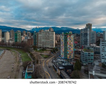 Vancouver BC Canada, December 5, 2021.Vancouver City Street In The Morning