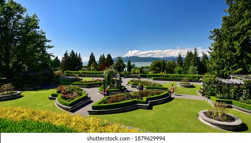 VANCOUVER, BC, CANADA, JUNE 03, 2019: The Rose Garden at the University of British Columbia campus in Vancouver