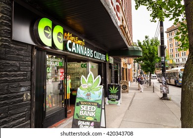 VANCOUVER, BC, CANADA - MAY 11, 2016: Mark Emery's Cannabis Culture store is one of the many vendors in the area that sells marijuana and various related items. 