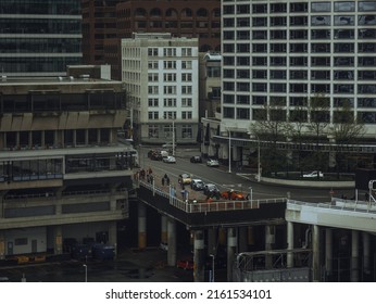 Vancouver, BC. Canada - May 20 2022: Downtown Street View, Waterfront Station In Vancouver, Canada