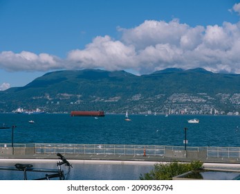 Vancouver, BC Canada - October 11, 2021. Sunny Autumn Day In Vancouver At Kitsilano Beach People Walking.