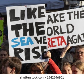 Vancouver, BC / Canada – October 25, 2019: Thousands gather to march with Swedish climate activist, Greta Thunberg, to protest Canada’s and the world’s inaction on global climate change.
