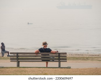 Vancouver, BC Canada - September 11, 2022: Hazy Skies Over Vancouver From Wildfire Smoke.