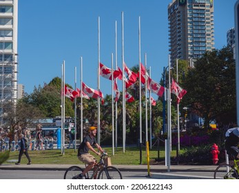 Vancouver, BC Canada - September 19, 2022: Sunny Weather In Vancouver For National Day Of Mourning For Queen Elizabeth II.